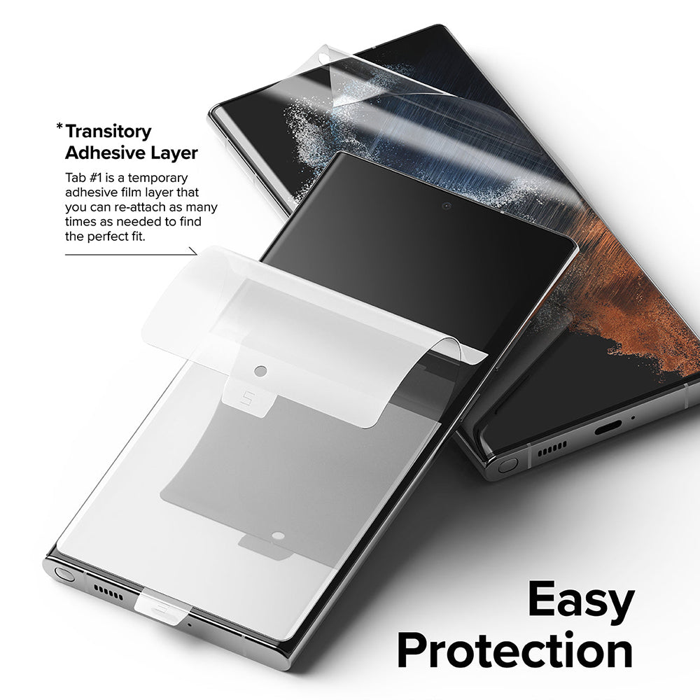 Защитно фолио за екран Ringke Dual Easy за Samsung Galaxy S22 Ultra 5G S908, Пластмаса, Комплект 2 броя