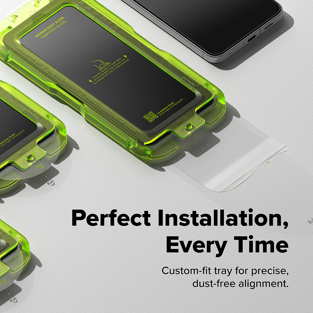 Защитно фолио за екран Ringke Easy Slide за Samsung Galaxy A57 5G, закалено стъкло, пълно залепване, комплект от 2 броя