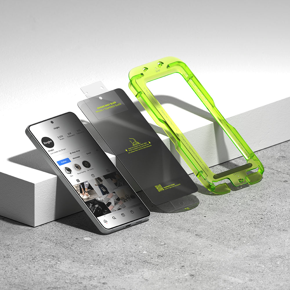 Защитно фолио Ringke Easy Slide за Samsung Galaxy S26 Plus, закалено стъкло, пълно залепване, комплект от 2 броя, черно