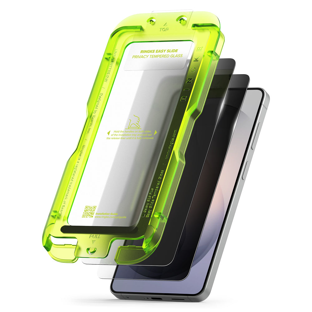 Защитно фолио Ringke Easy Slide за Samsung Galaxy S26 Plus, закалено стъкло, пълно залепване, комплект от 2 броя, черно