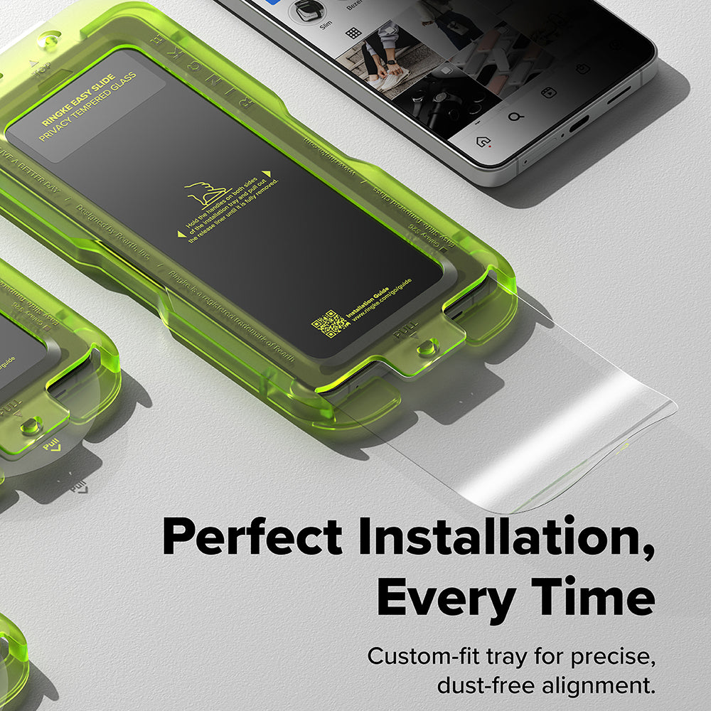 Защитно фолио Ringke Easy Slide за екран на Samsung Galaxy S26 S942, закалено стъкло, пълно залепване, комплект от 2 броя, черно