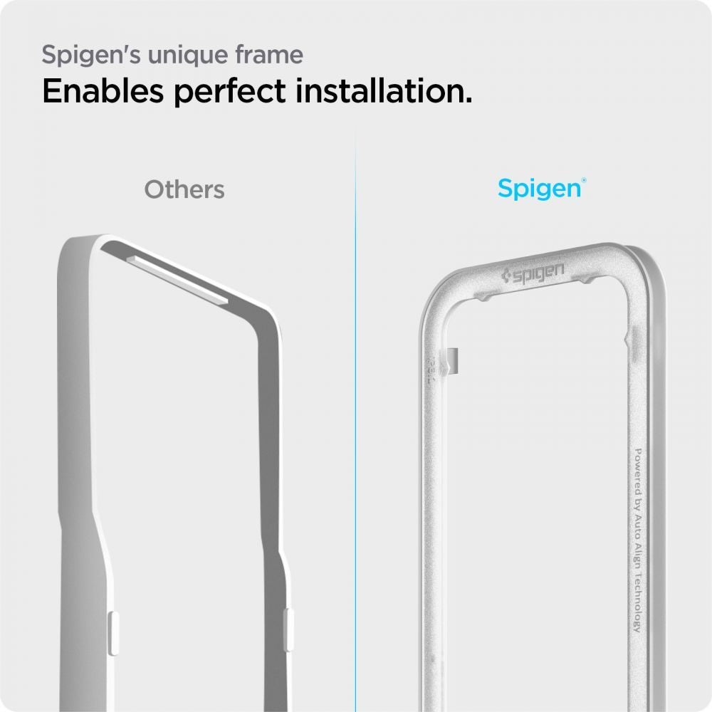 Защитно фолио за екран Spigen GlastR Align Master за Apple iPhone 17e / 16e / 14 / 13 Pro, закалено стъкло, пълно залепване, черно AGL03725