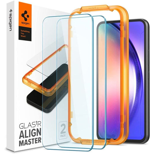 Протектор за екран Spigen GlastR Align Master за Samsung Galaxy A54 A546, закалено стъкло, пълно залепване, комплект 2 броя AGL05966