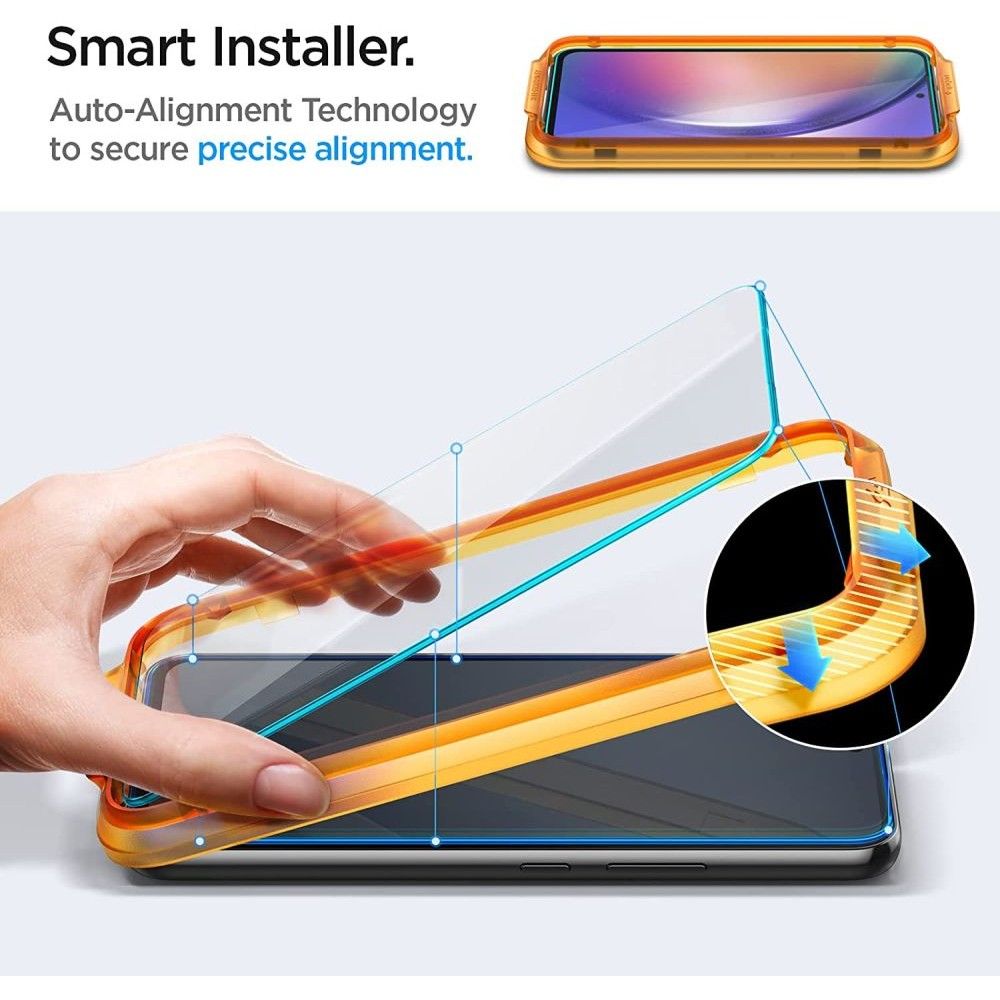 Протектор за екран Spigen GlastR Align Master за Samsung Galaxy A54 A546, закалено стъкло, пълно залепване, комплект 2 броя AGL05966