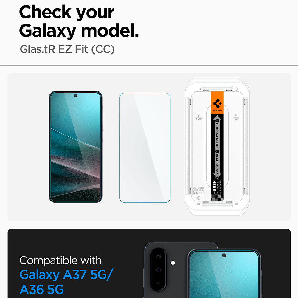 Протектор за екран Spigen GlastR EZ FIT HD за Samsung Galaxy A37 5G / A36 A366, закалено стъкло, пълно залепване AGL11365