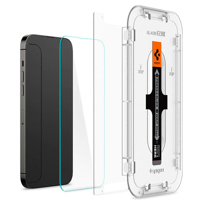 Фолио за защита на екрана Spigen GlastR EZ FIT за Apple iPhone 14 Pro, закалено стъкло, пълно залепване, комплект от 2 броя