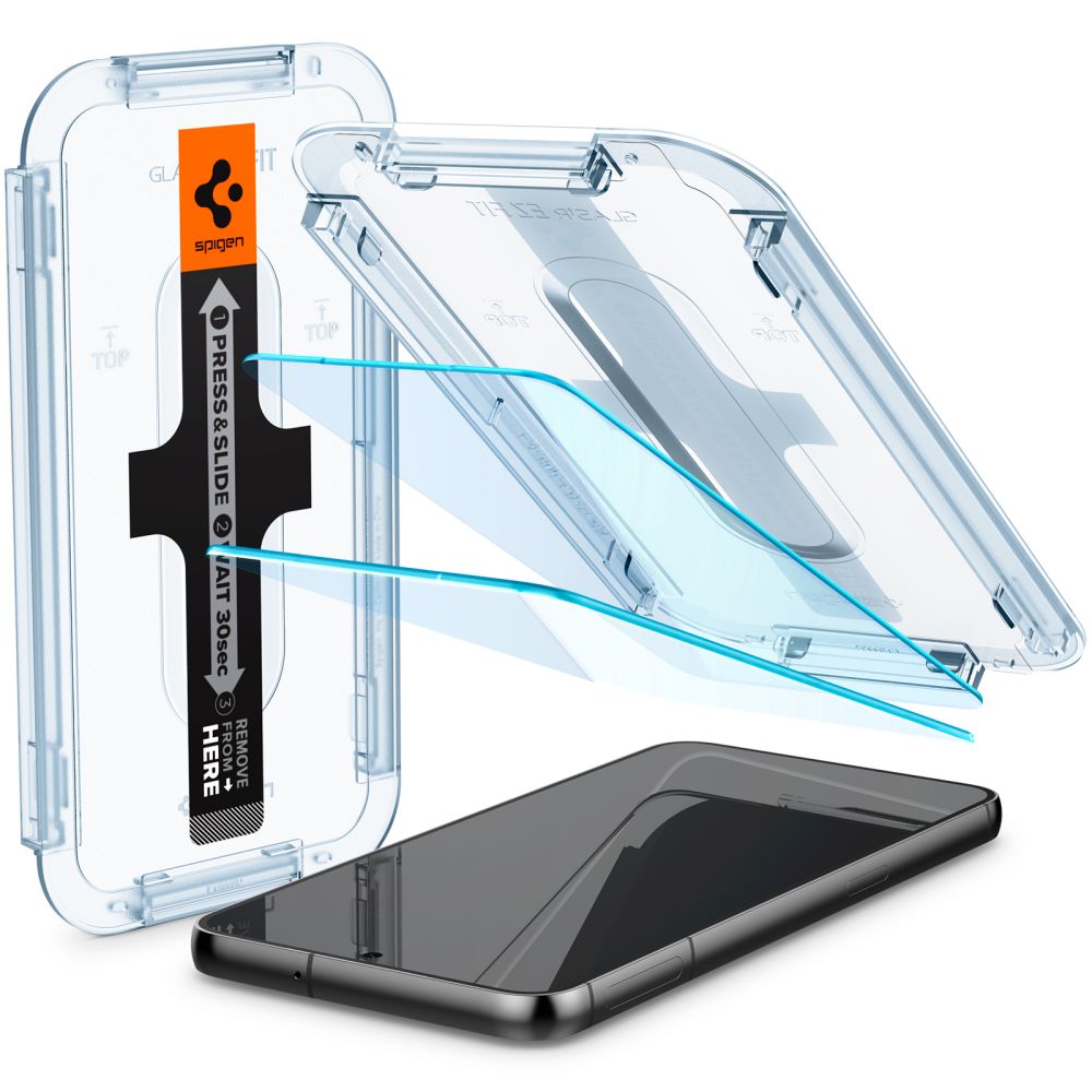 Фолио за защита на екрана Spigen GlastR EZ FIT за Samsung Galaxy S23 S911, закалено стъкло, пълно залепване, комплект от 2 броя AGL05958