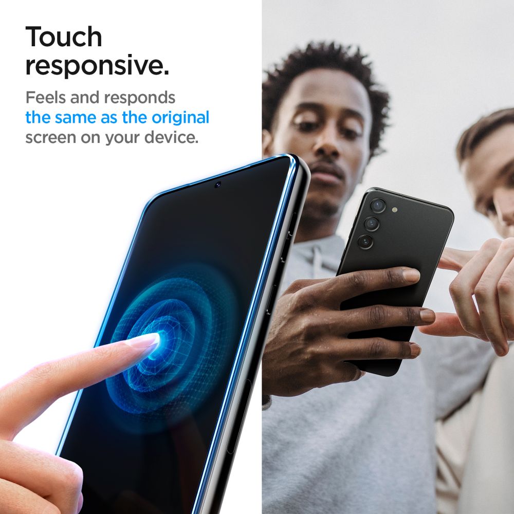 Фолио за защита на екрана Spigen GlastR EZ FIT за Samsung Galaxy S23 S911, закалено стъкло, пълно залепване, комплект от 2 броя AGL05958