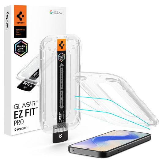 Фолио за защита на екрана Spigen GlastR EZ FIT Pro HD за Google Pixel 10a, закалено стъкло, пълно залепване, комплект от 2 броя AGL11364
