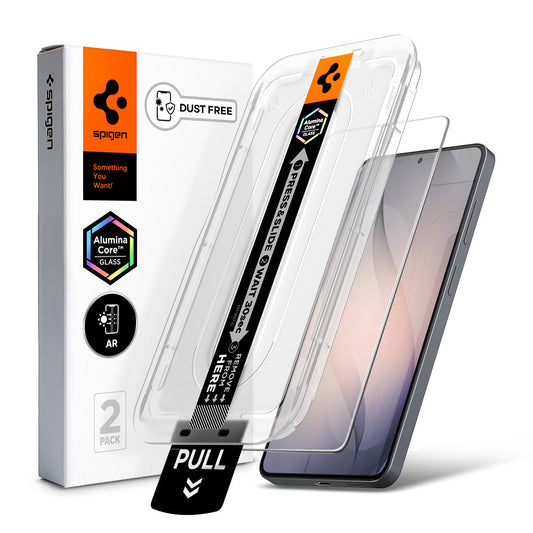 Протектор за екран Spigen GlastR EZ FIT Pro HD Анти-отражение за Samsung Galaxy S26 S942, закалено стъкло, пълно залепване, комплект 2 броя