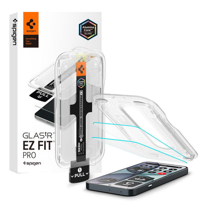 Протектор за екран Spigen GlastR EZ FIT Pro за Nothing Phone (4a), закалено стъкло, пълно залепване, комплект от 2 броя AGL11682