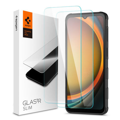 Протектор за екран Spigen GlastR Slim за Samsung Galaxy XCover7 Pro / Xcover7 G556, закалено стъкло, пълно залепване, комплект 2 броя AGL09407