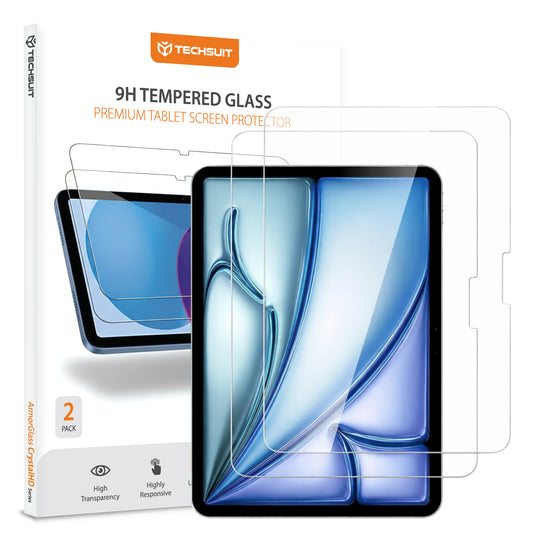Защитно фолио за екран Techsuit ArmorGlass CrystalHD за Apple iPad Air 11 (2025) / Air 11 (2024), закалено стъкло, пълно залепване, комплект от 2 броя.