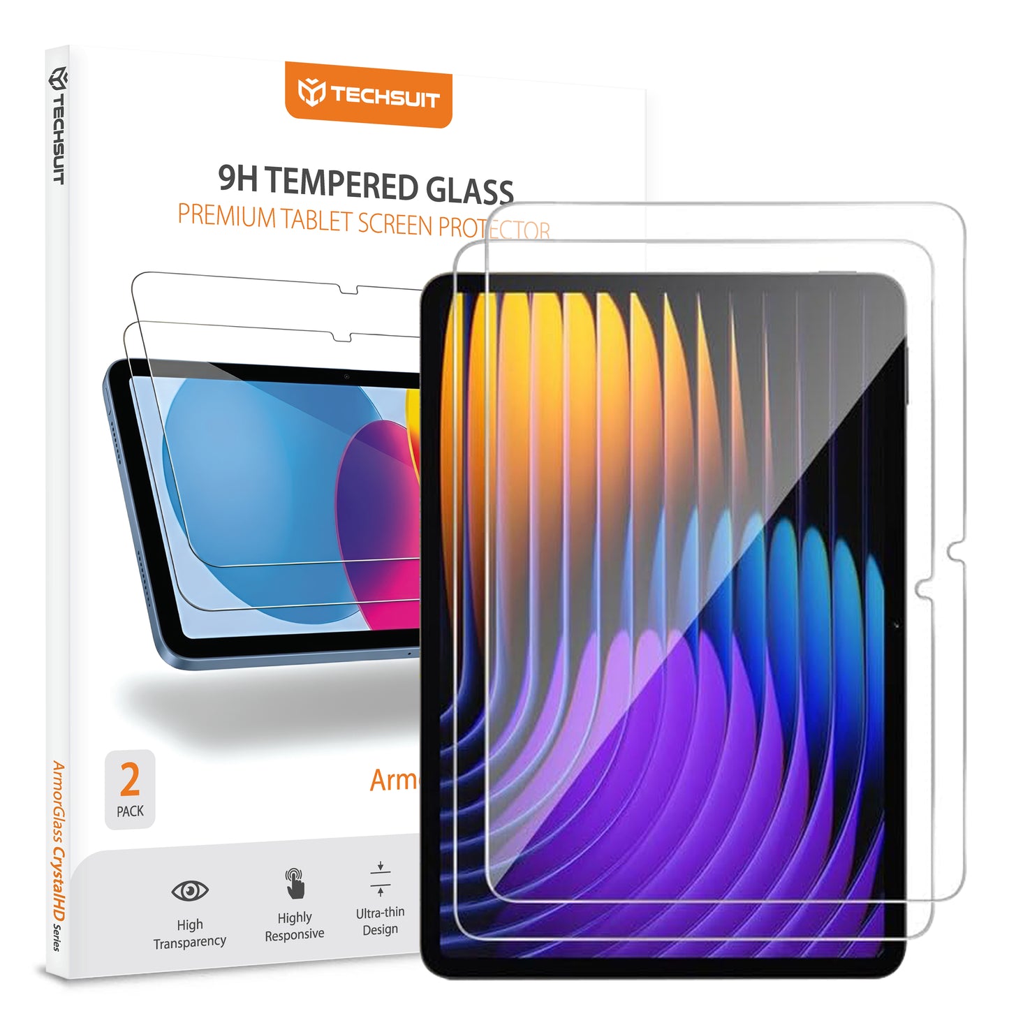 Защитно фолио за екран Techsuit ArmorGlass CrystalHD за Xiaomi Pad 7 / 7 Pro, закалено стъкло, Full Glue, комплект от 2 броя