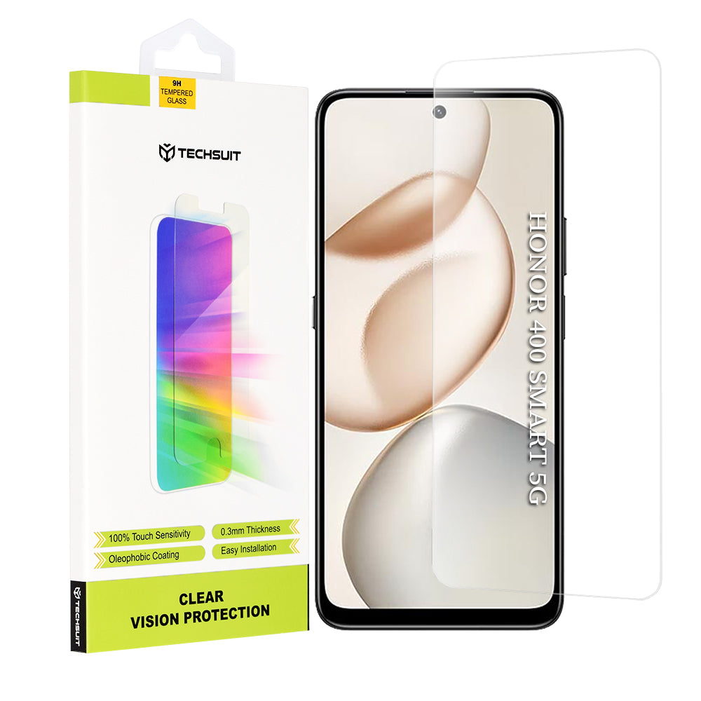 Защитно фолио за екран Techsuit Clear Vision за Honor 400 Smart 4G / X7d 4G / 400 Smart 5G / X7c / 200 Smart, Закалено стъкло, Пълно лепило