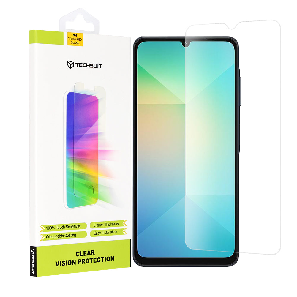 Протектор за екран Techsuit Clear Vision за Samsung Galaxy A06 A065, закалено стъкло, пълно залепване