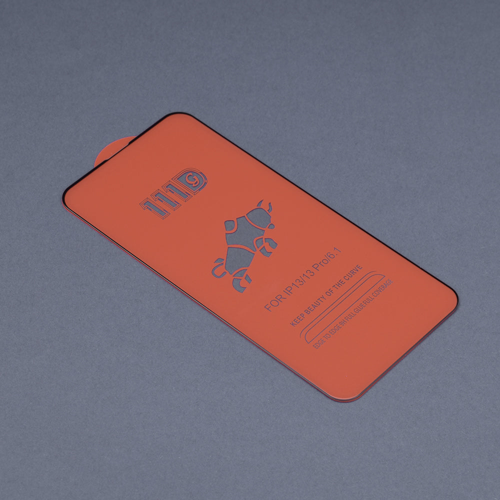Протектор за екран Techsuit M2 за Apple iPhone 17e / 16e / 14 / 13 Pro, закалено стъкло, пълно залепване, 111D, черен