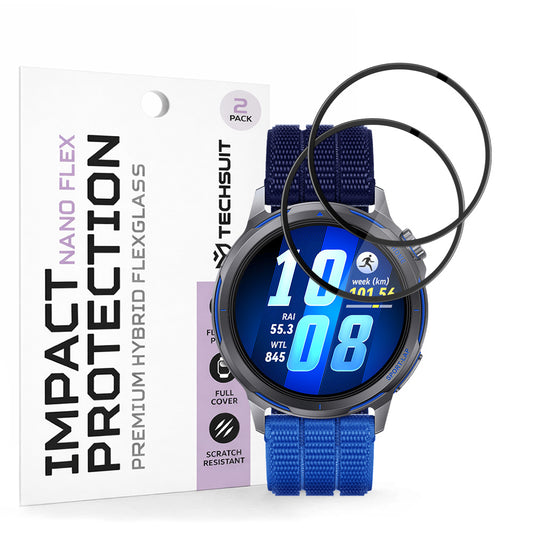 Фолио за защита на екрана Techsuit Nano Flex за Huawei Watch GT Runner 2, Пластмаса, Комплект 2 броя, Черно