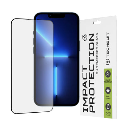 Протектор за екран Techsuit за Apple iPhone 14 Plus / 13 Pro Max, закалено стъкло, пълно залепване, 111D, черен