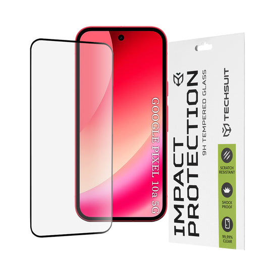 Фолио за защита на екрана Techsuit за Google Pixel 10a, Закалено стъкло, Full Glue, 111D, Черно