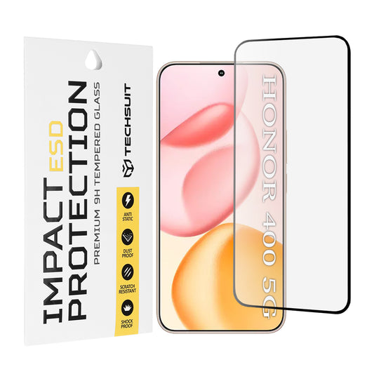 Techsuit Screen Protector Film for Honor 400, Tempered Glass, Full Glue, Black