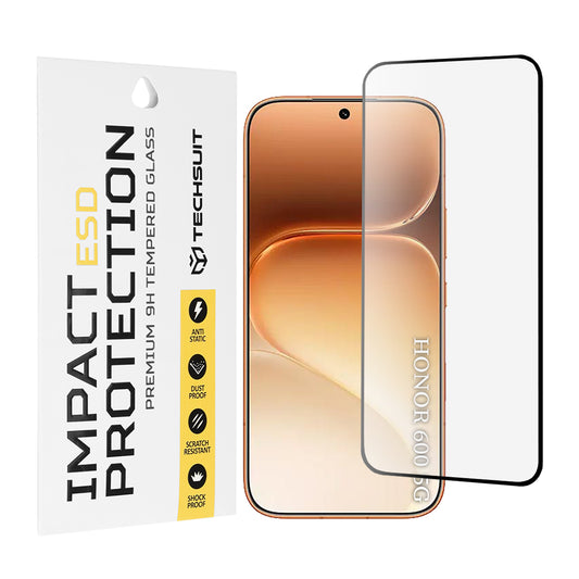 Протектор за екран Techsuit за Honor 600 Pro / 600, закалено стъкло, пълно залепване, черен