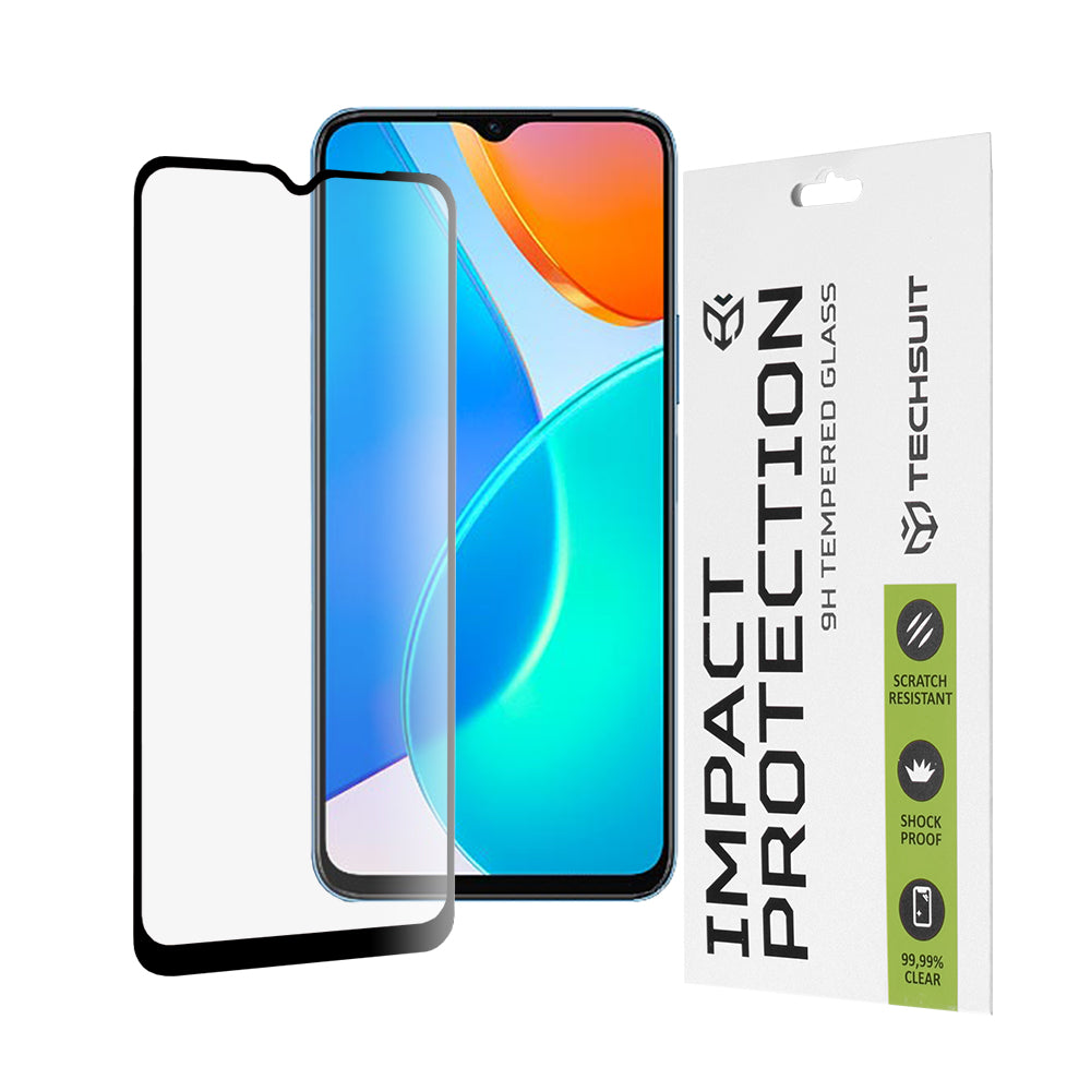 Протектор за екран Techsuit за Honor 70 Lite / X6 / X8 5G, закалено стъкло, пълно залепване, 111D, черен