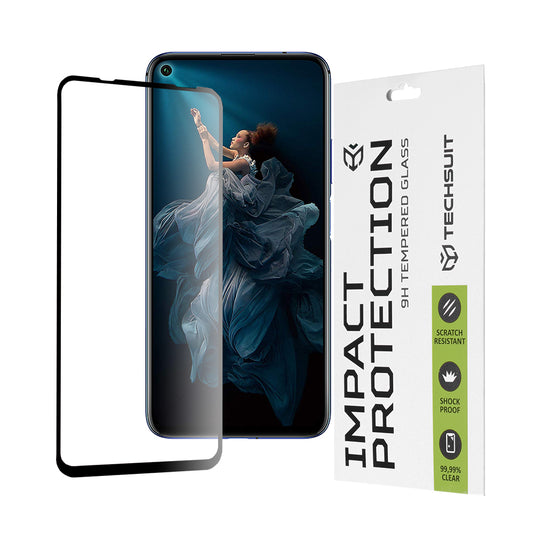 Протектор за екран Techsuit за Huawei Mate 30 Lite / nova 5T / Honor 20 / 20 Pro, закалено стъкло, пълно залепване, 111D, черен