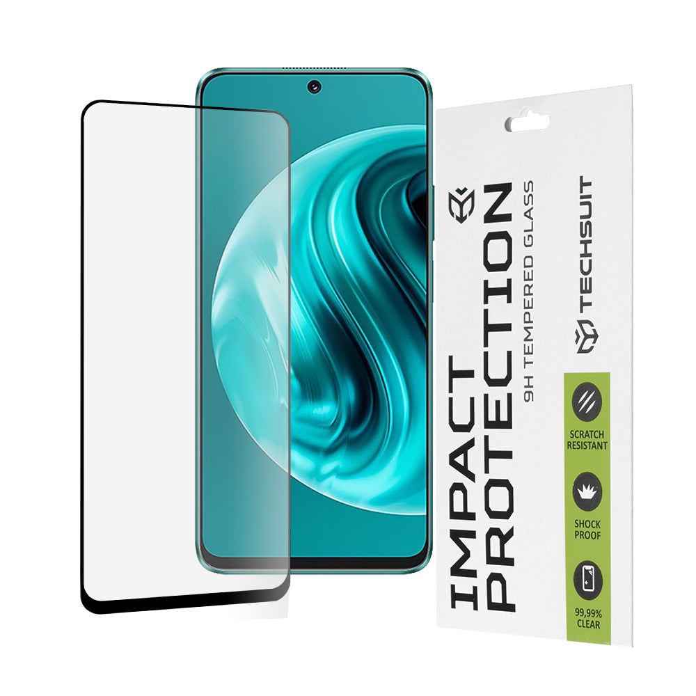 Протектор за екран Techsuit за Huawei nova 13i / nova 12i, закалено стъкло, пълно залепване, 111D, черен