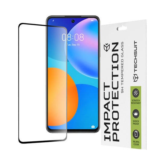 Протектор за екран Techsuit за Huawei P smart 2021, закалено стъкло, Full Glue, 111D, черен