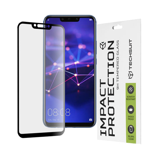 Протектор за екран Techsuit за Huawei P Smart+ 2019 / Mate 20 Lite / nova 3 / nova 3i, закалено стъкло, пълно залепване, 111D, черен