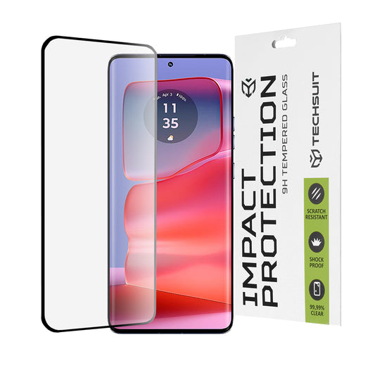Протектор за екран Techsuit за Motorola Edge 50 Pro, закалено стъкло, Full Glue, 111D, черен