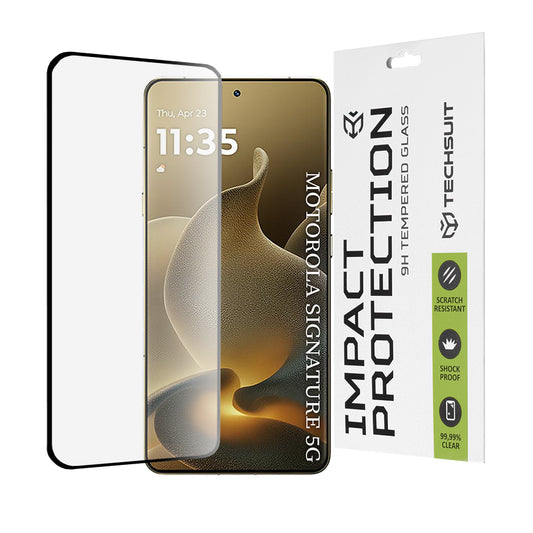 Защитно фолио Techsuit за екран на Motorola Edge 70 Ultra / Signature, закалено стъкло, 111D, Full Glue, черно