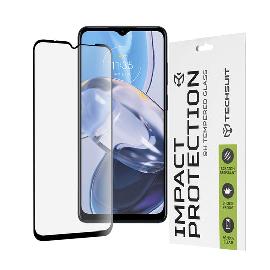 Протектор за екран Techsuit за Motorola Moto E22i / E22, закалено стъкло, Full Glue, 111D, черен