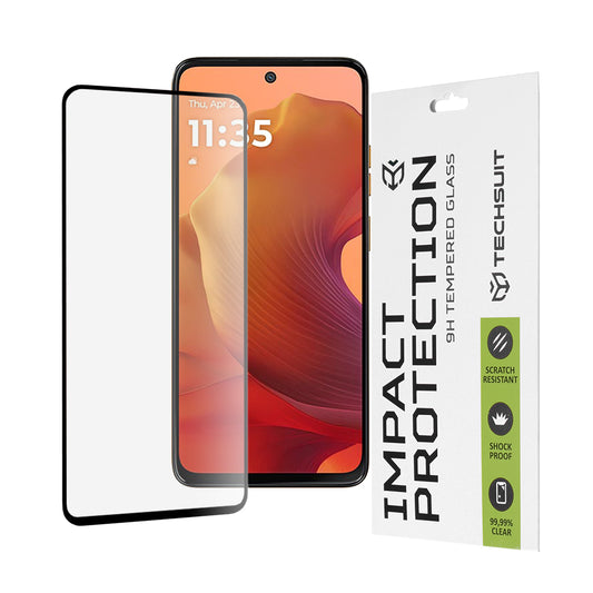 Протектор за екран Techsuit за Motorola Moto G15 / G15 Power, закалено стъкло, пълно залепване, 111D, черен