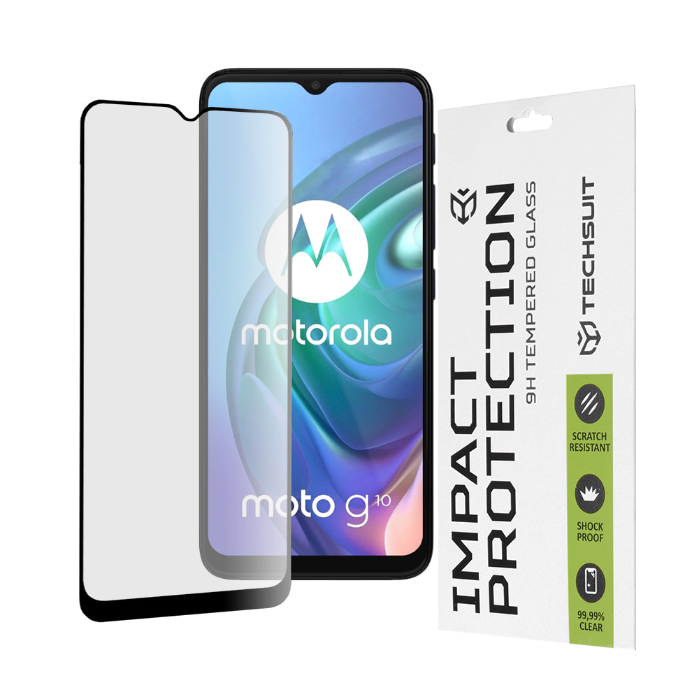Протектор за екран Techsuit за Motorola Moto G30 / G20 / G10 / E7 Plus / G9 Play, закалено стъкло, пълно залепване, 111D, черен