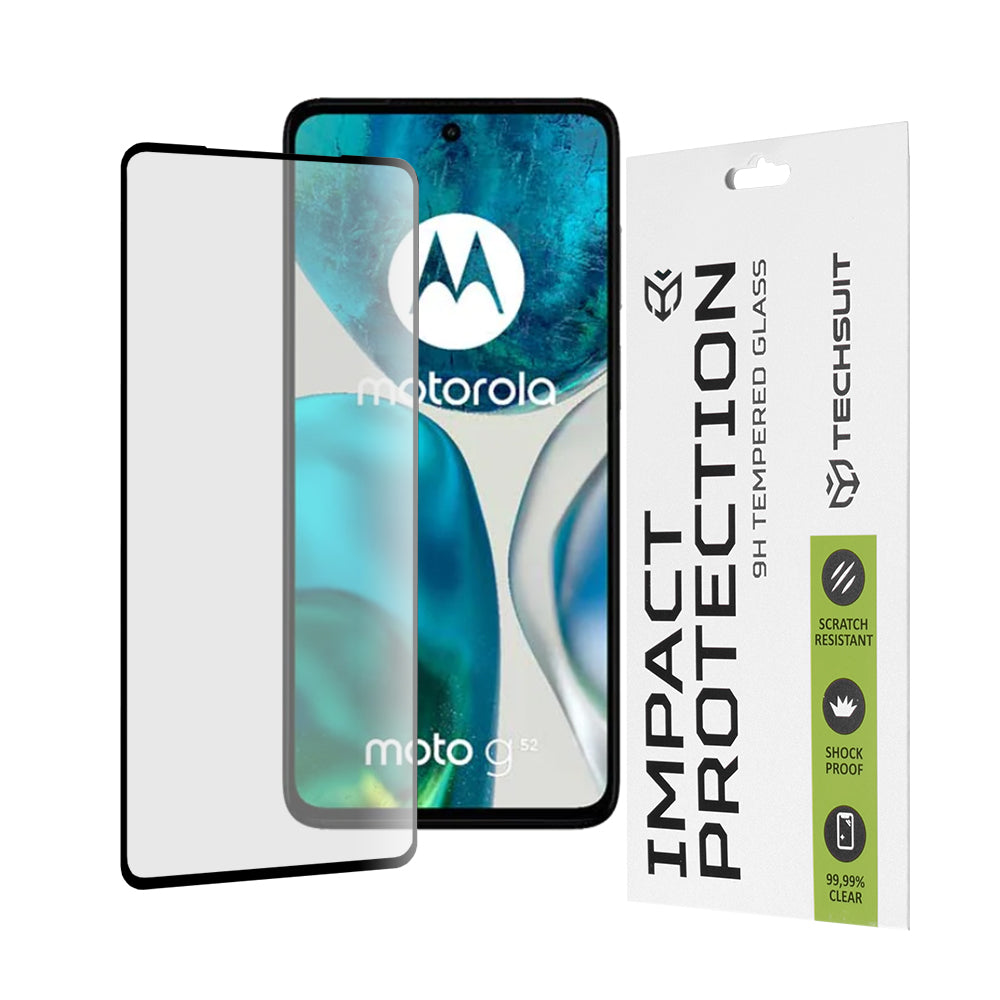 Протектор за екран Techsuit за Motorola Moto G52 / G82, закалено стъкло, Full Glue, 111D, черен