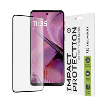 Протектор за екран Techsuit за Motorola Moto G55, закалено стъкло, Full Glue, 111D, черен