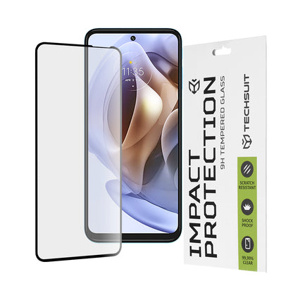 Протектор за екран Techsuit за Motorola Moto G62 5G / G31 / G41 / G71 5G, закалено стъкло, пълно залепване, 111D, черен