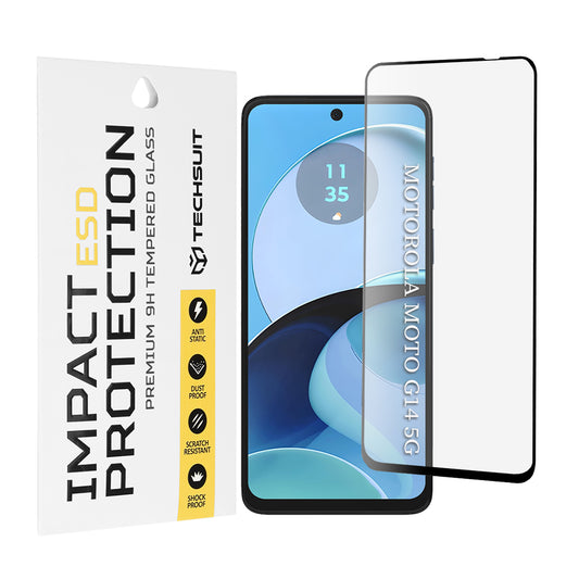 Протектор за екран Techsuit за Motorola Moto G64 / G54 Power Edition / G14 / G54, закалено стъкло, пълно залепване, черен