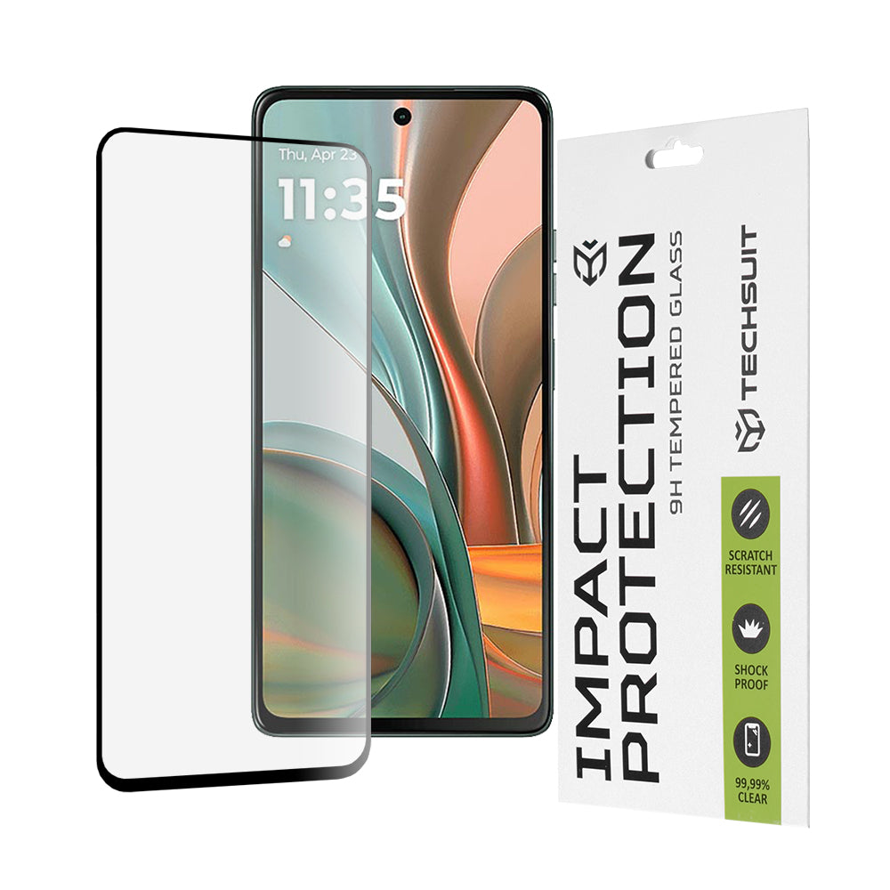 Протектор за екран Techsuit за Motorola Moto G75, закалено стъкло, Full Glue, 111D, черен