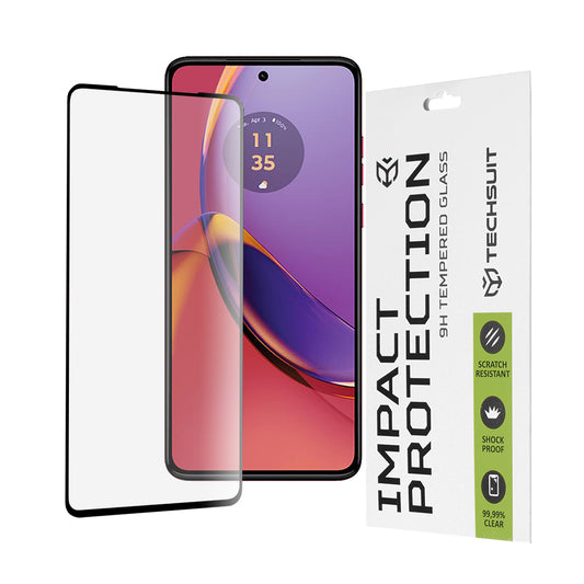 Протектор за екран Techsuit за Motorola Moto G84, закалено стъкло, пълно залепване, 111D, черен