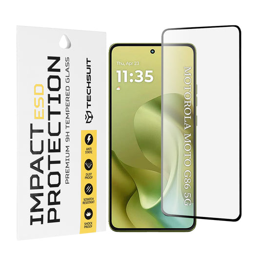 Протектор за екран Techsuit за Motorola Moto G86 Power / G86, закалено стъкло, пълно залепване, черен