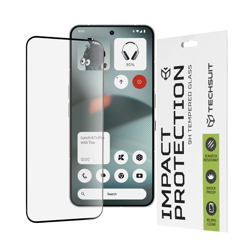 Протектор за екран Techsuit за Nothing Phone (3), закалено стъкло, пълно залепване, 111D, черен