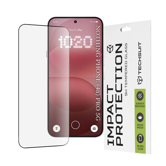 Фолио за защита на екрана Techsuit за Nothing Phone (4a) Pro, Закалено стъкло, Full Glue, 111D, Черно