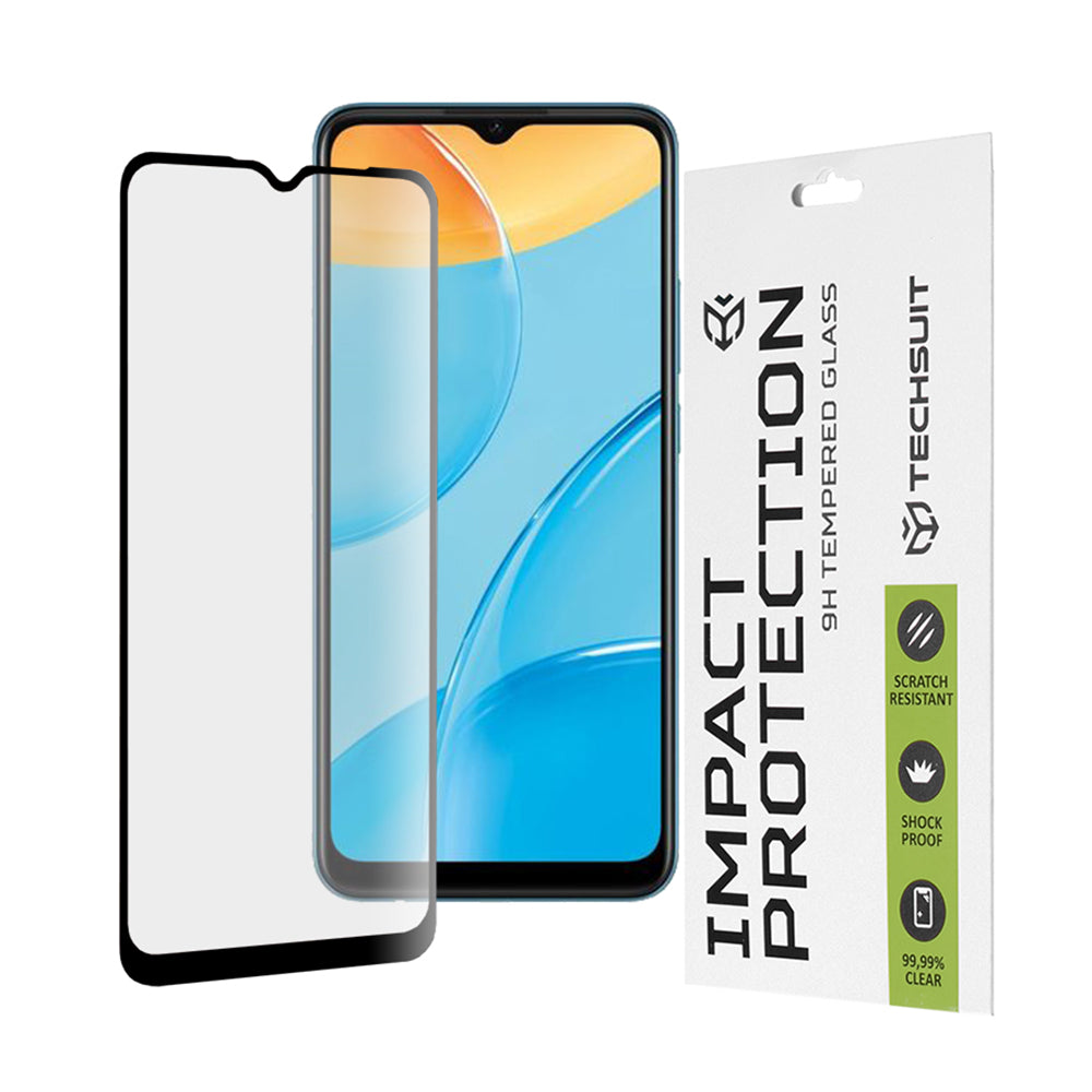 Протектор за екран Techsuit за Oppo A16s / A54s / A16 / A15s / A15, закалено стъкло, Full Glue, 111D, черен