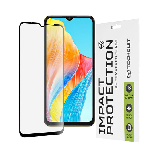 Протектор за екран Techsuit за Oppo A18 / A38, закалено стъкло, пълно залепване, 111D, черен