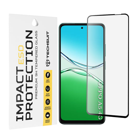 Протектор за екран Techsuit за Oppo A5 4G / A5 5G, закалено стъкло, пълно залепване, черен