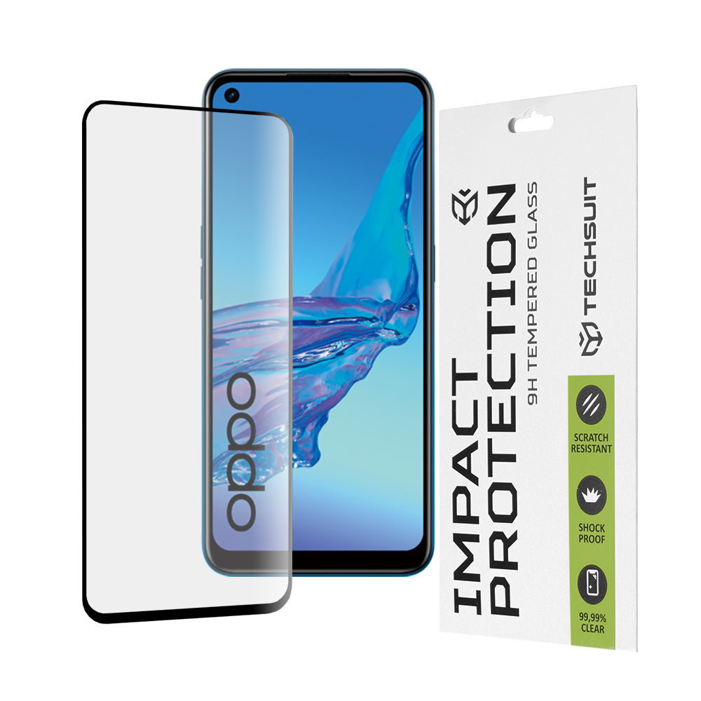 Протектор за екран Techsuit за Oppo A53s / A53 4G, закалено стъкло, пълно залепване, 111D, черен
