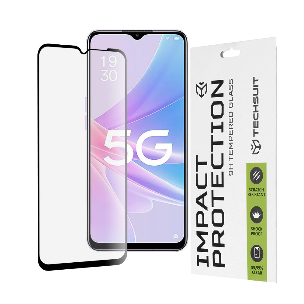 Протектор за екран Techsuit за Oppo A58 5G / A78 5G, закалено стъкло, пълно залепване, 111D, черен